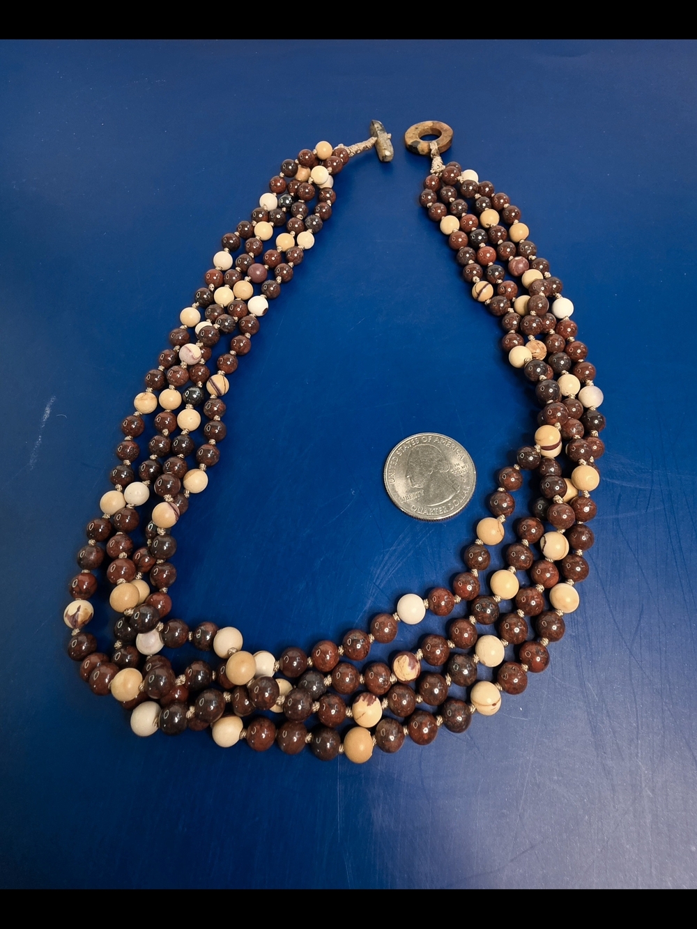 Natural Mookite Jasper Multi Strand Bead Necklace